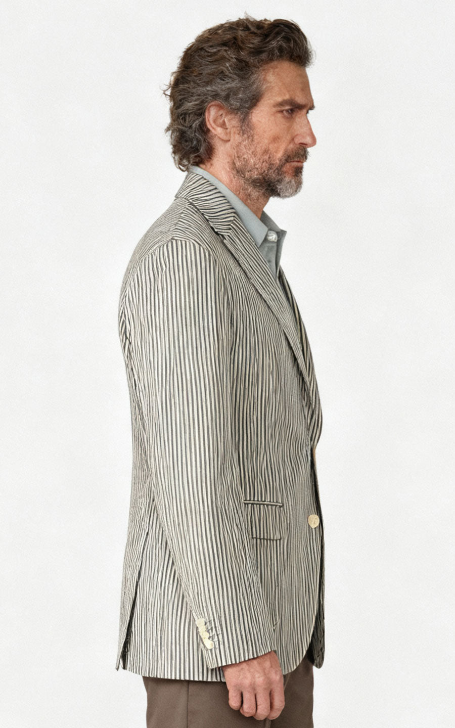 WIAI Brown White Striped Blazer - Premium Casual Jacket