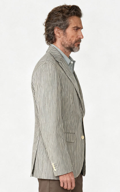 WIAI Brown White Striped Blazer - Premium Casual Jacket