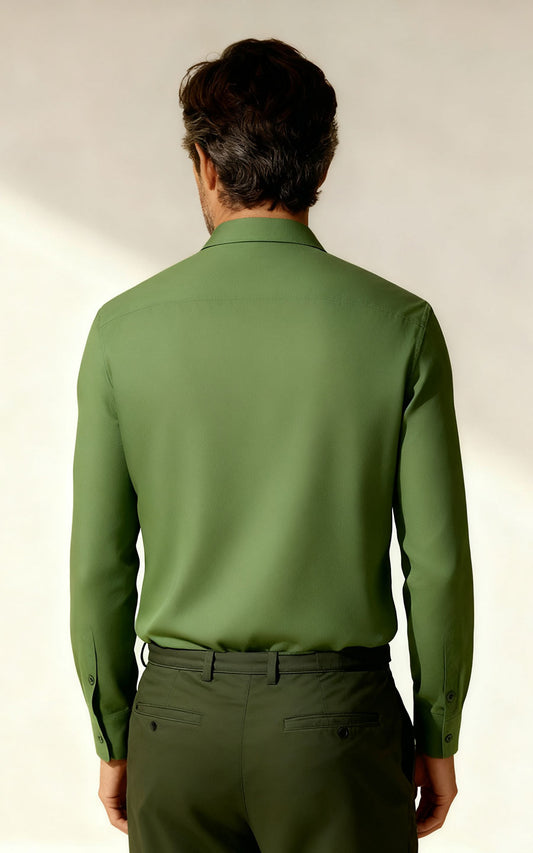 Men's Casual Shirts Forest Green Linen Casual Shirt - Custom Fit
