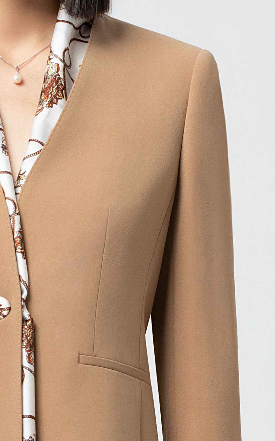 Professional Camel Business Suit Set - Blazer & Skirt