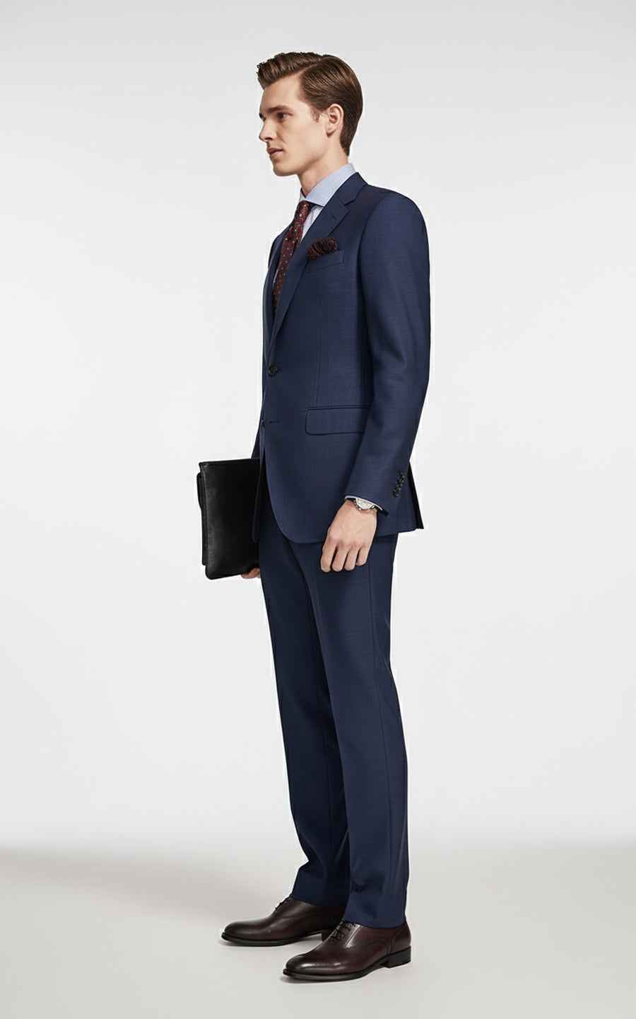 Formal business blue checkered men's custom suit set