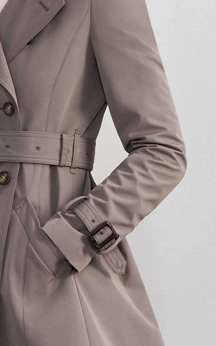 Classic Double-Breasted Trench Coat - Taupe