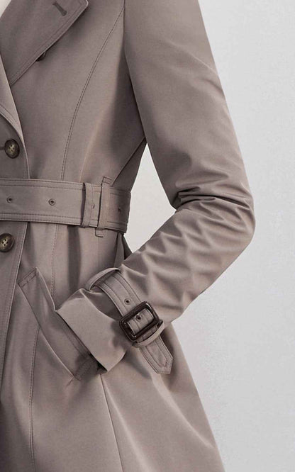 Classic Double-Breasted Trench Coat - Taupe