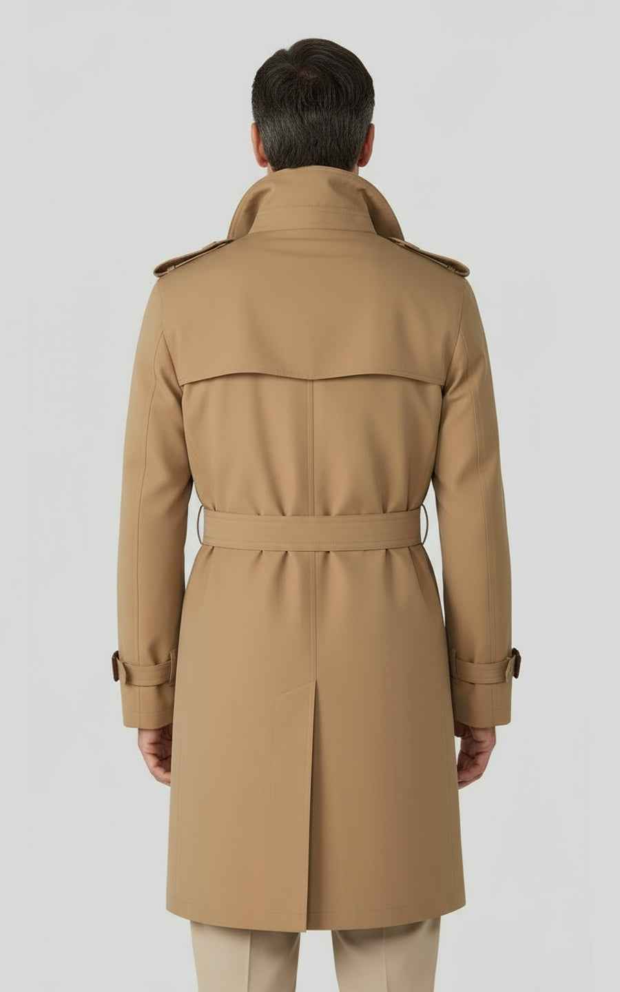 Men's slim-fit khaki trench classic casual trench coat