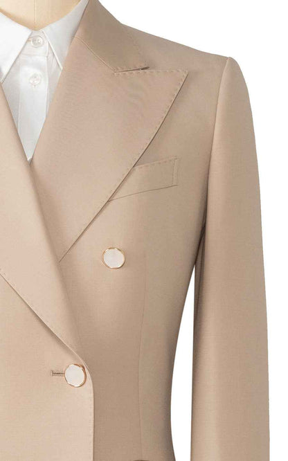 Premium Beige Double-Breasted Suit Set