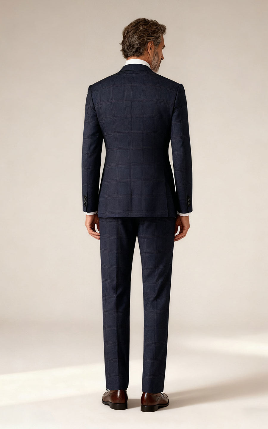 Custom Suit Navy Blue Plaid - Bespoke Tailoring Online
