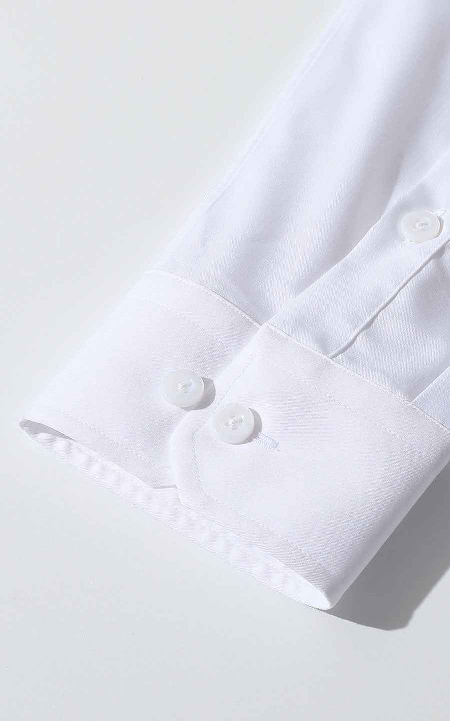 Men's White Shirt with Green Embroidery - Custom Collar
