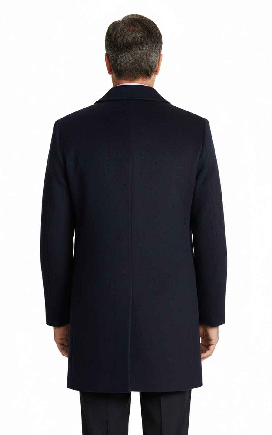 Men's Wool Overcoat Dark Blue Custom Business Wool Coat