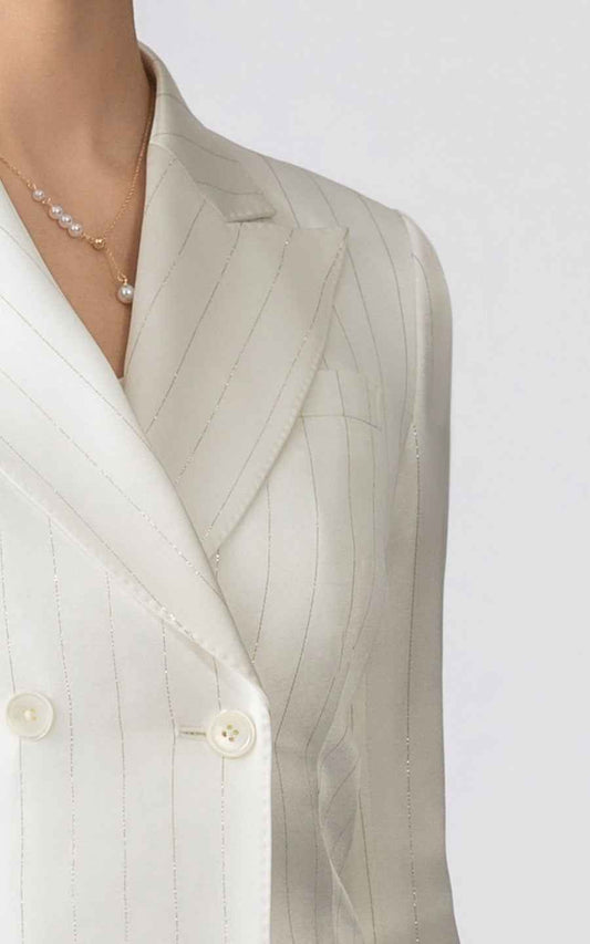 White Double-Breasted Blazer Suit - Elegant Classic