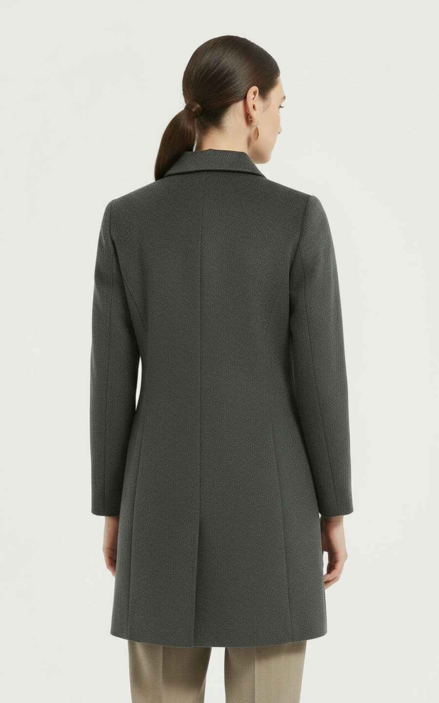 Charcoal Gray Women's Coat Textured Button-Front Style