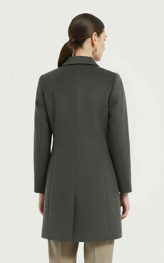 Charcoal Gray Women's Coat Textured Button-Front Style