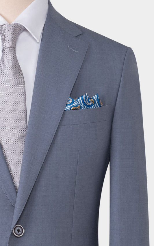 Custom Haze Blue Suit Detail - Premium Plain Weave