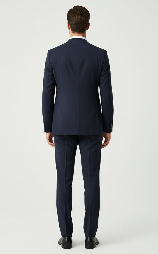 Deep Haze Blue Plain Weave Custom Men Business Suit Set Wear