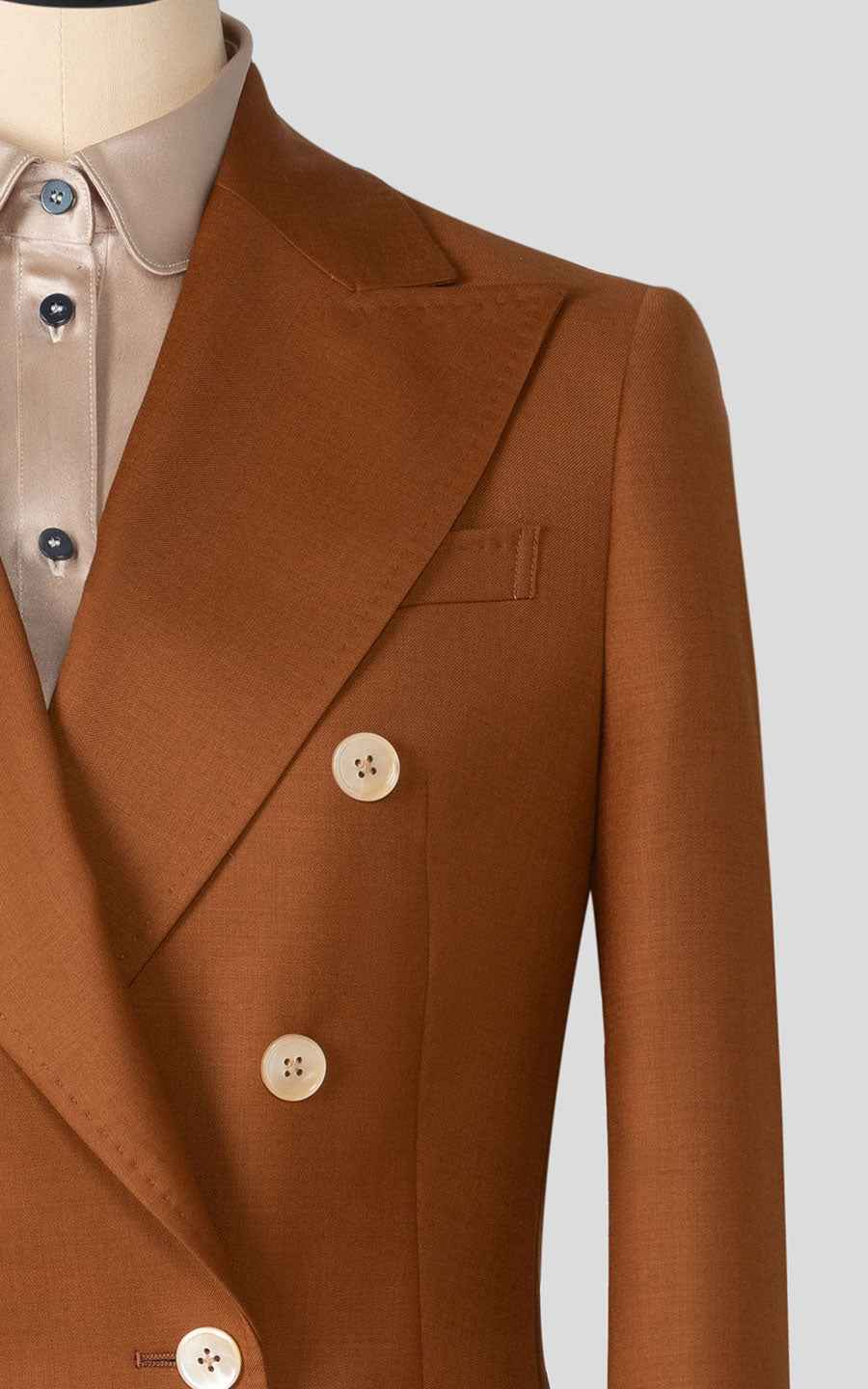 Women's Brown Double Breasted Blazer Suit Set