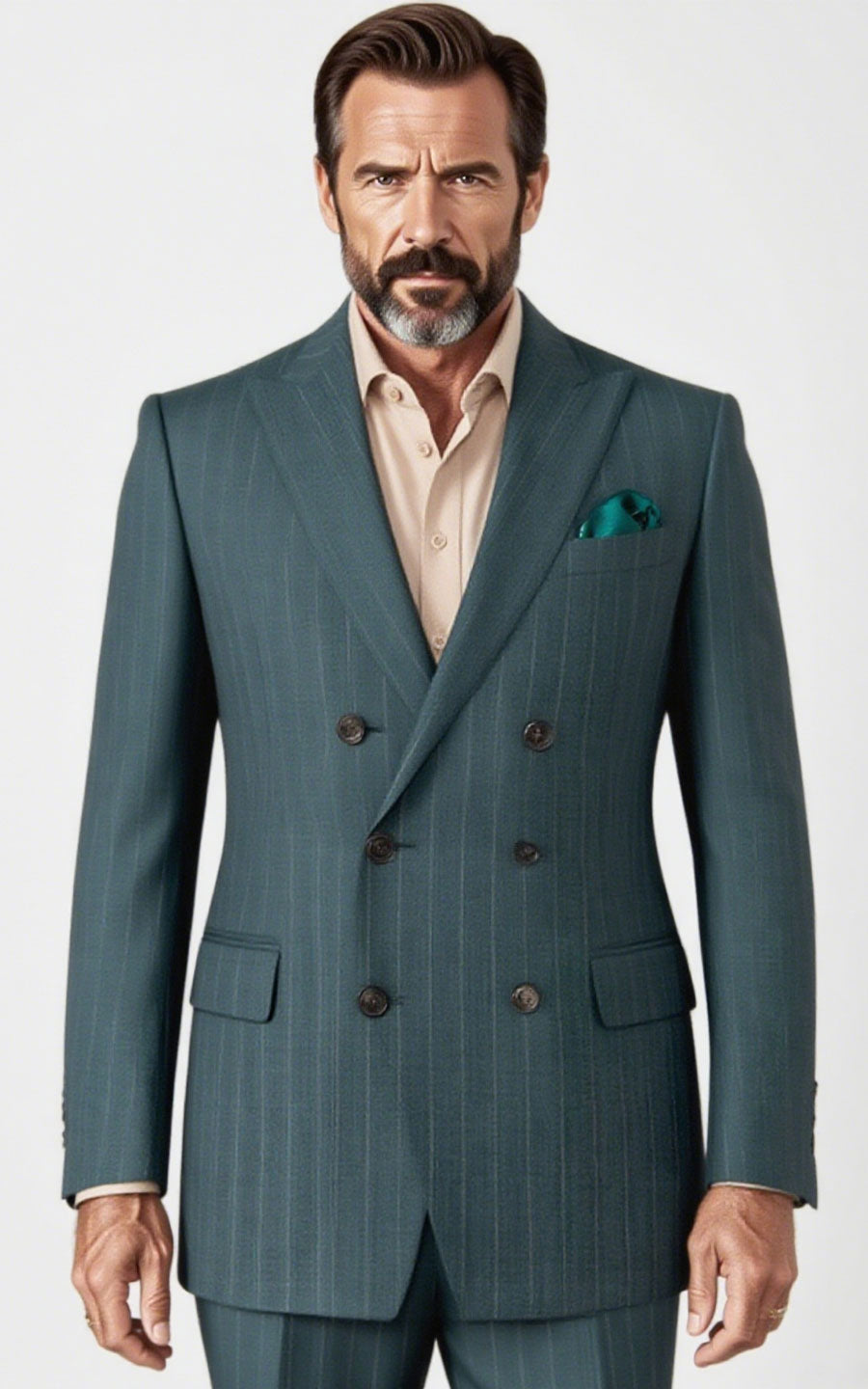 Gray-Green Herringbone Blazer - Tailored Bespoke Suit