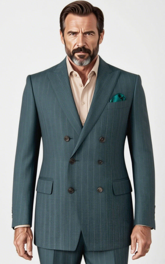 Gray-Green Herringbone Blazer - Tailored Bespoke Suit