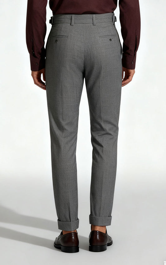 Grey Floral Textured Suit Pants - Premium Tailored Fit