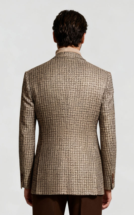 Men's Reddish Brown Houndstooth Wool Blazer - Custom