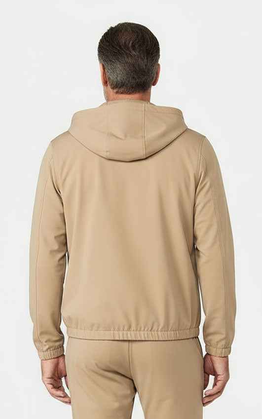 Men's khaki hooded jacket casual and versatile outerwear