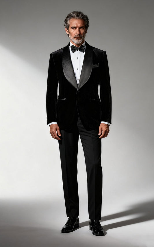Black Velvet Custom Tuxedo - Elegant Formal Wear