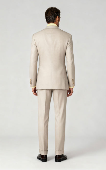Light Khaki Custom Tailored Business Suit - Premium Fit