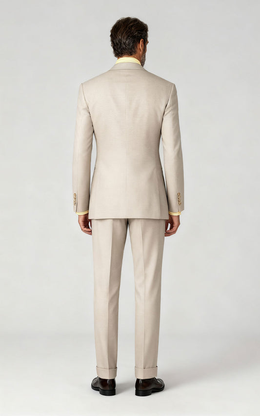 Light Khaki Custom Tailored Business Suit - Premium Fit