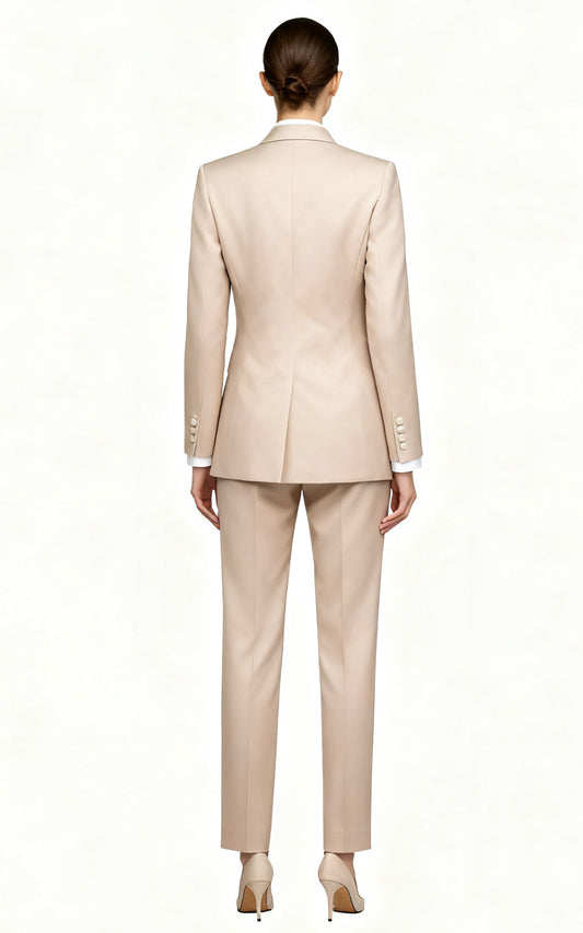 Premium Beige Double-Breasted Custom suits Set