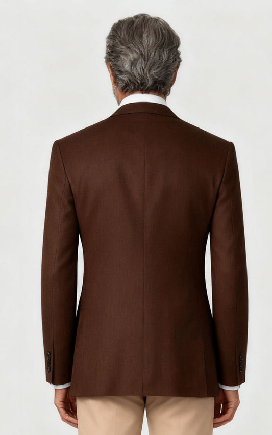 Brown Basket Weave Wool Blazer - Custom Tailored