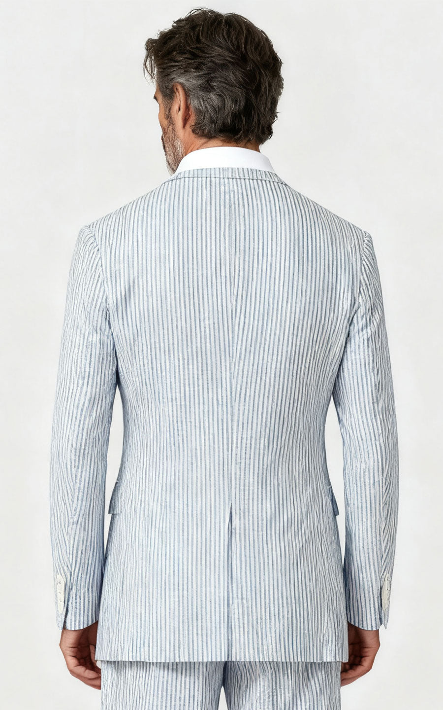 Navy Blue Seersucker Custom Suit - Tailored Fit