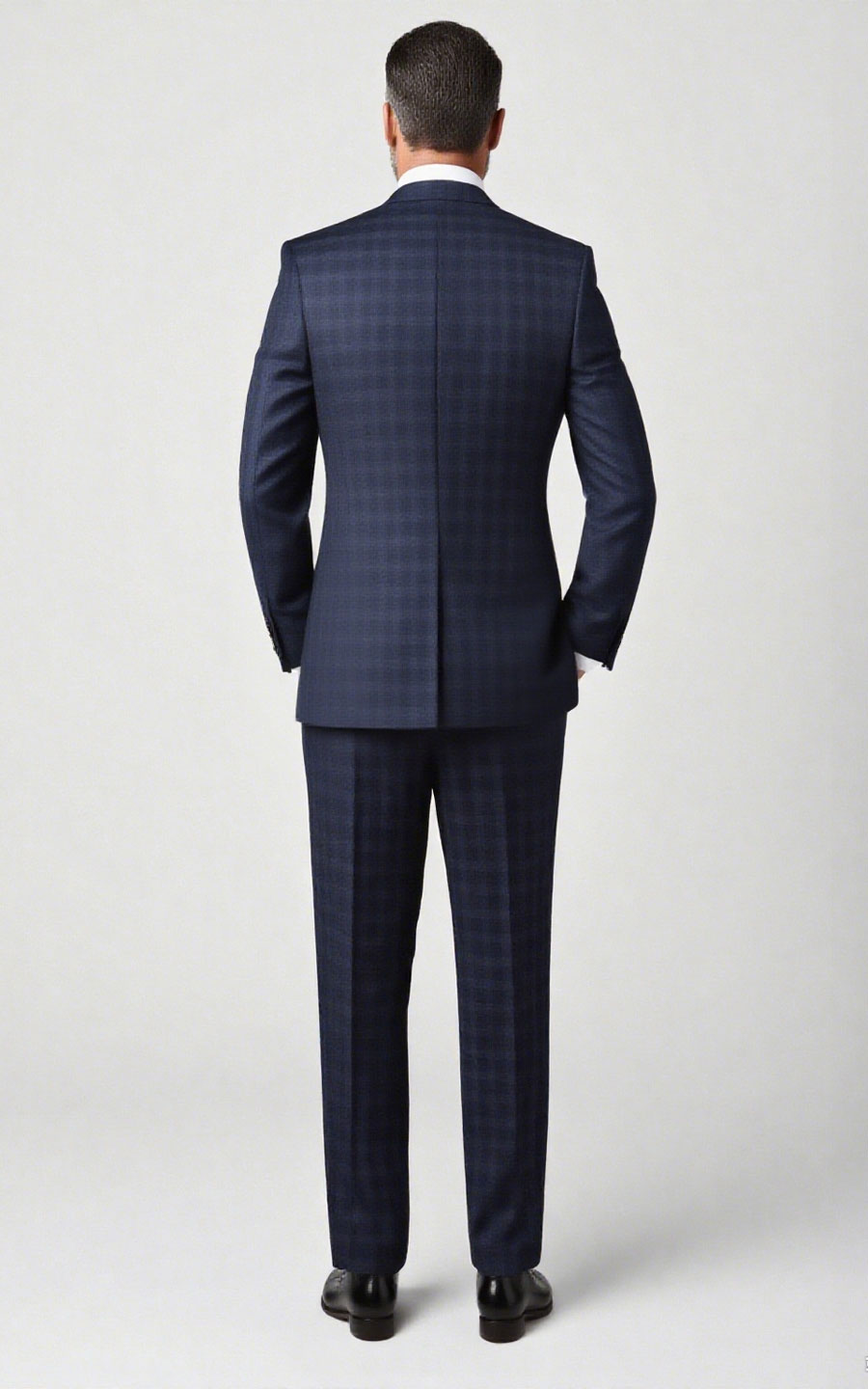 Dark Blue Plaid Custom Tailored Suit Set - Premium Fit