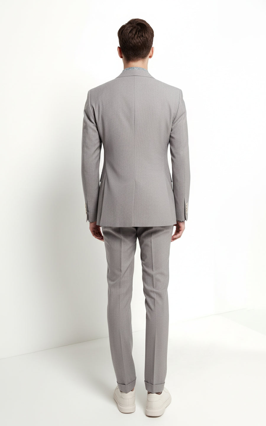 Men's Gray-Brown Striped Formal Custom Suits Set