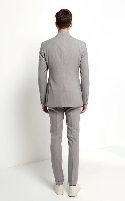 Men's Gray-Brown Striped Formal Custom Suits Set