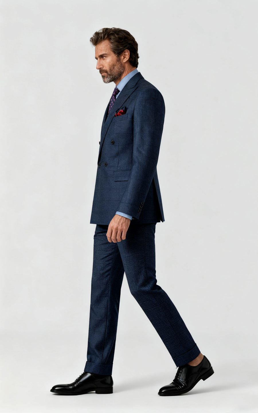 Suit custom Navy Blue Wool Business Suit Set for Men