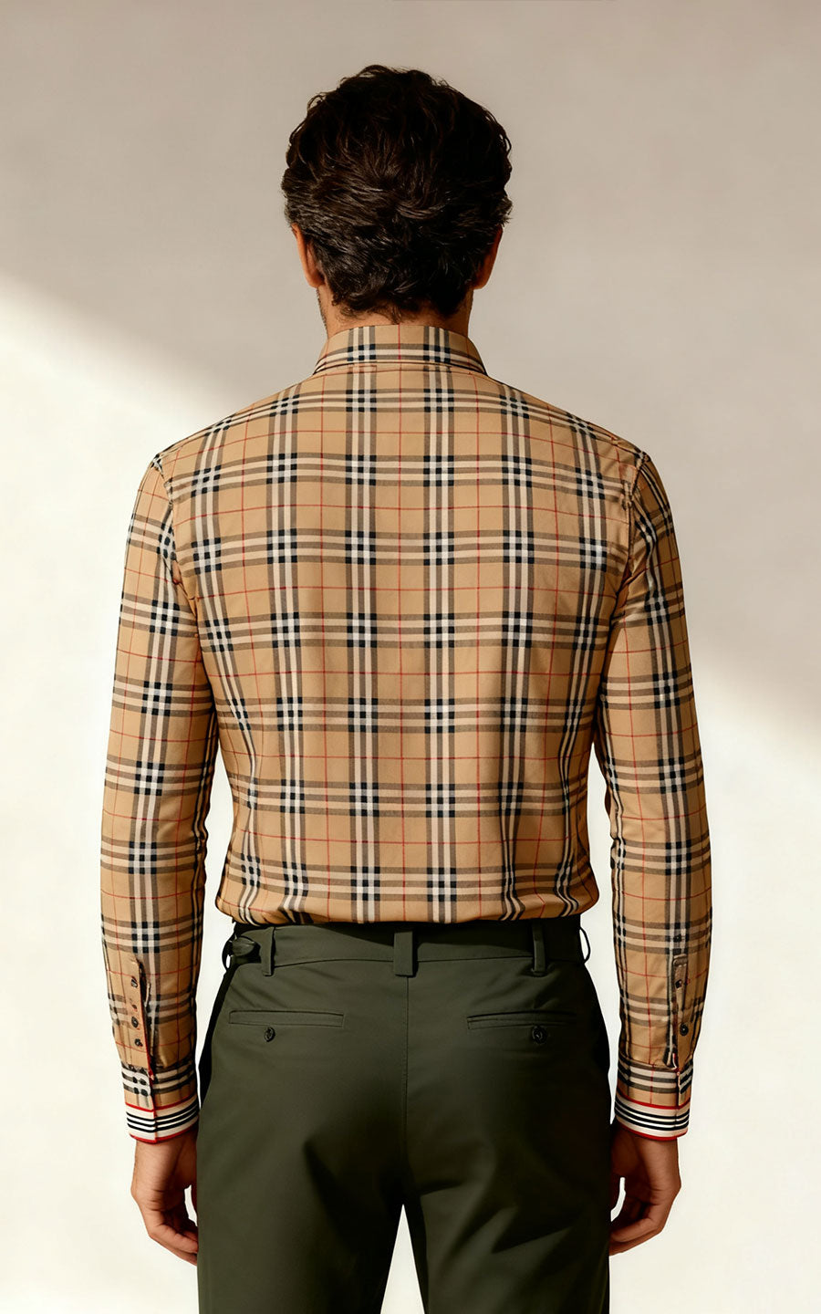 Men's Two-Tone Plaid Casual Shirt - Custom Tailored