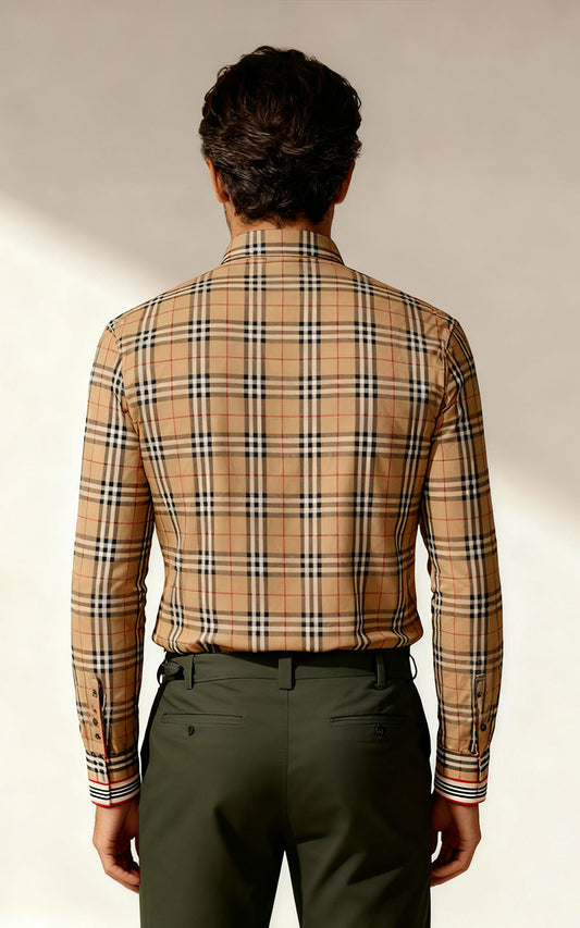 Men's Two-Tone Plaid Casual Shirt - Custom Tailored