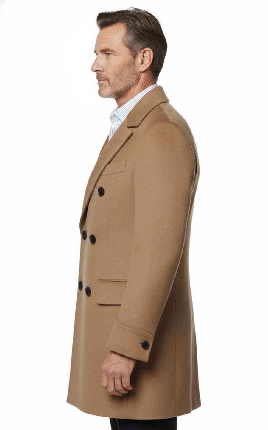 Custom Double-Breasted Camel Hair and Men's Wool Winter Coat