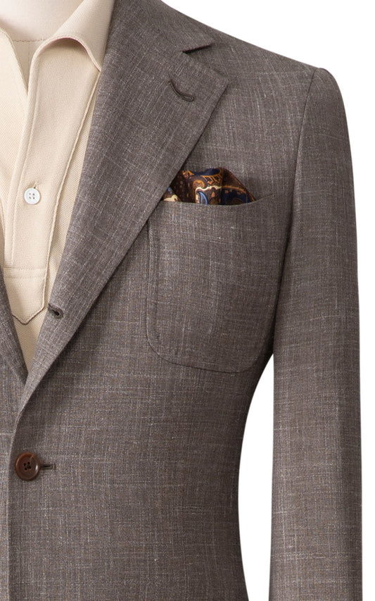 Custom grey blended suit in wool and linen
