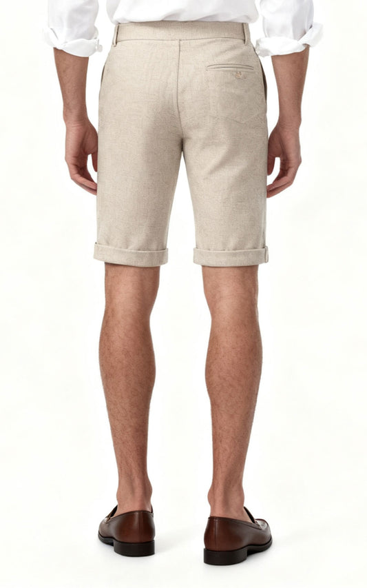 Custom Organic Beige Herringbone Suit Pants - Tailored Fit