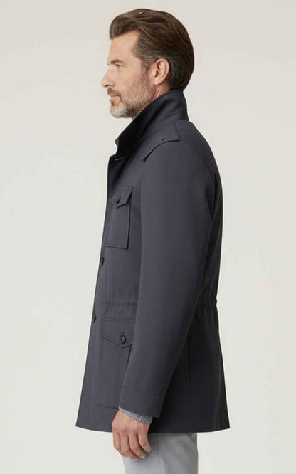 Dark gray-blue men's casual hunting jacket