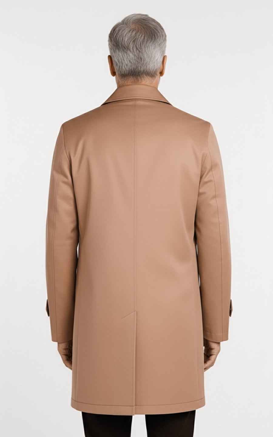 Men's Trench Coat Premium Khaki Tailored Business Outerwear