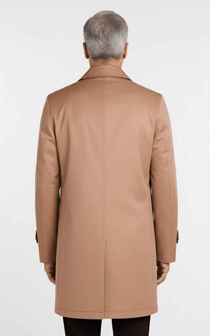 Men's Trench Coat Premium Khaki Tailored Business Outerwear