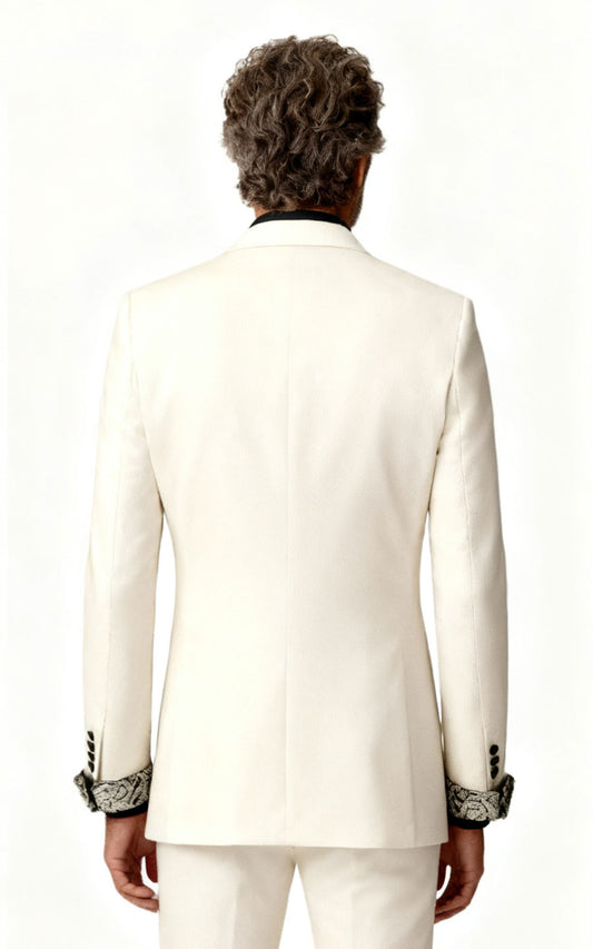 Men's White Wool Wedding Tuxedo - Custom Premium