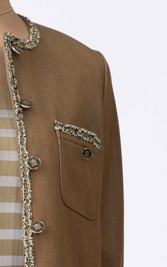 Women's Brown Tweed Suit Set - Jacket & Skirt Ensemble