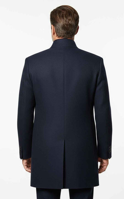 Mens Overcoat Navy Blue Tailored Business Formal