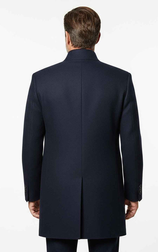 Mens Overcoat Navy Blue Tailored Business Formal
