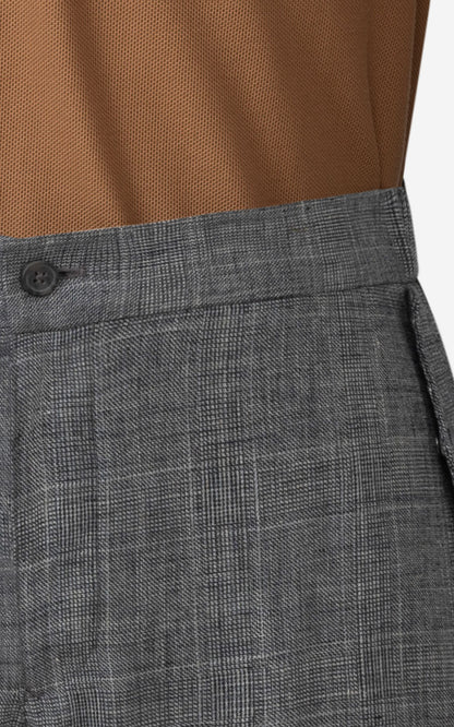 Premium Grey Linen Plaid - Carbon Neutral Pants Detail