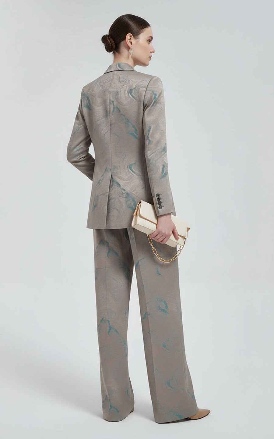 Women's Blazer Set Pastel Camo Trouser Suit
