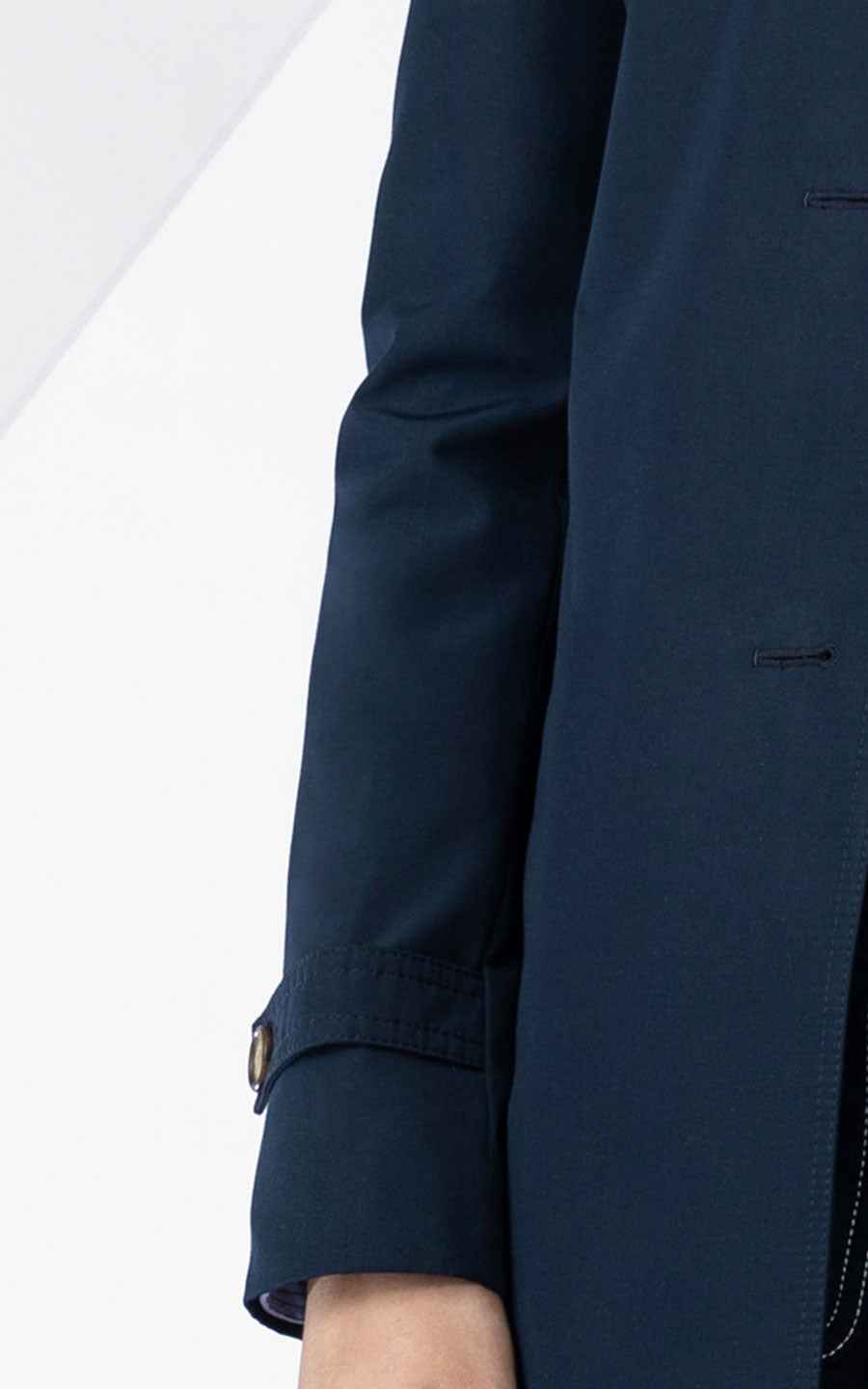 Women's Navy Blue Single-Breasted Trench Coat