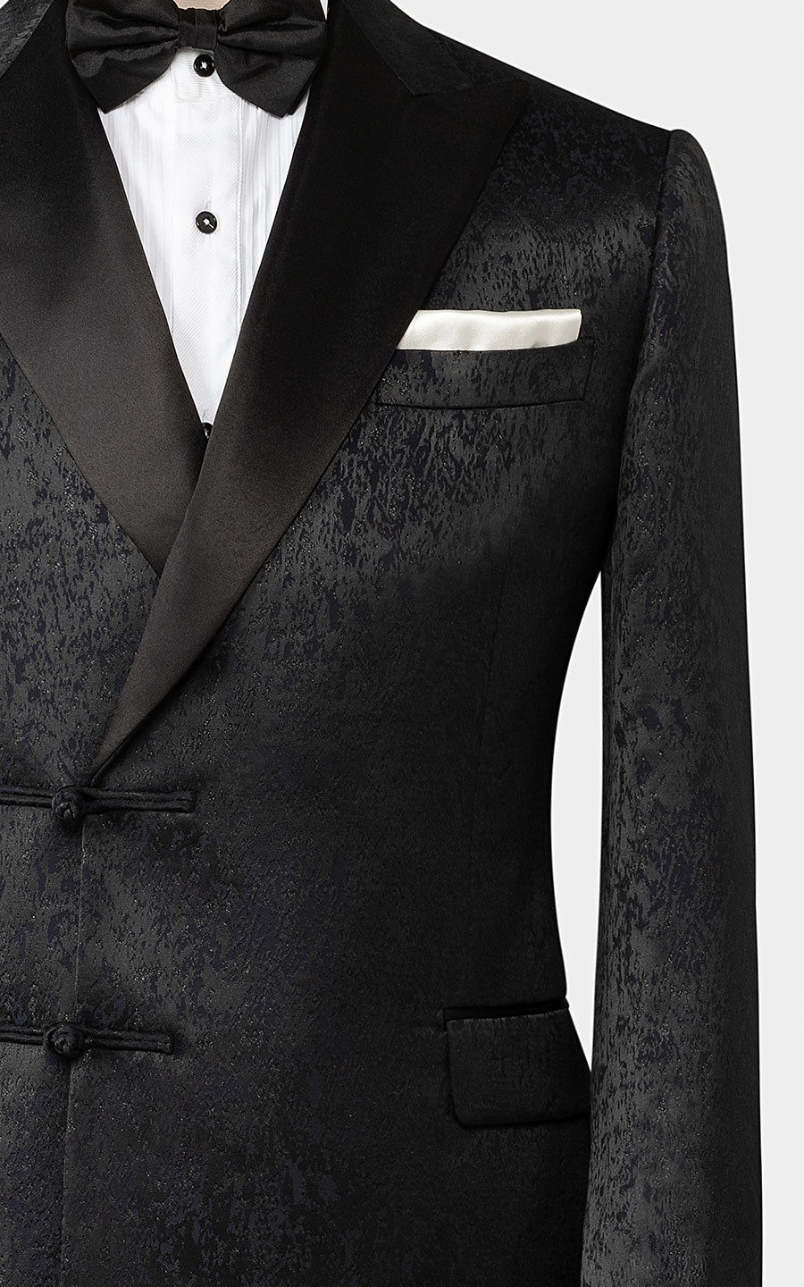 Black jacquard tuxedo fabric texture Chinese style