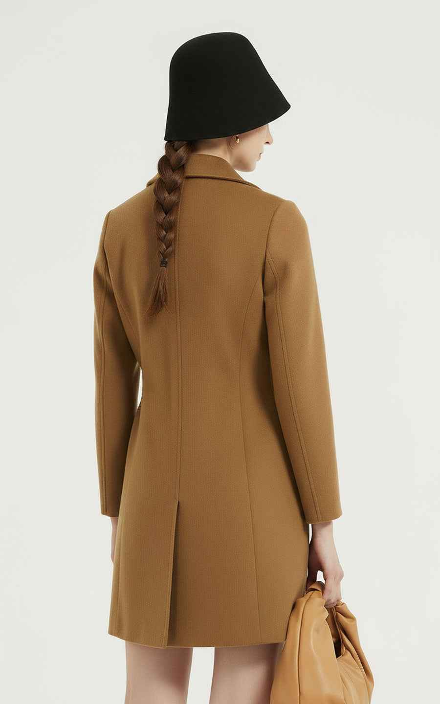 Classic Camel Double-Breasted Wool Coat